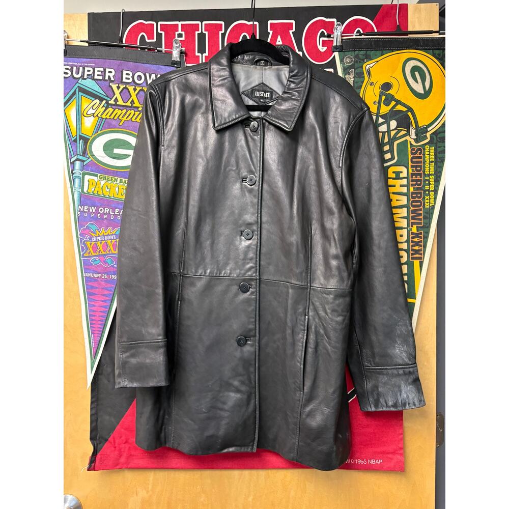 111 State Genuine Leather Biker Jacket Womens XL Black Motorcycle Grunge Goth